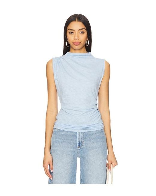Goldie Blue Sleeveless Draped Top