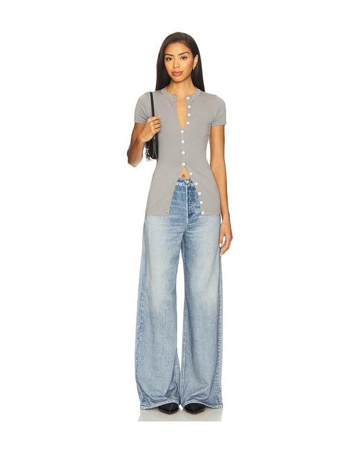 ALL THE WAYS Blue Samantha Button Up Top
