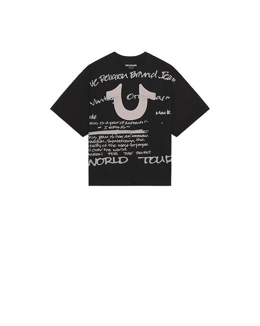 True Religion Black Script Boxy Tee for men
