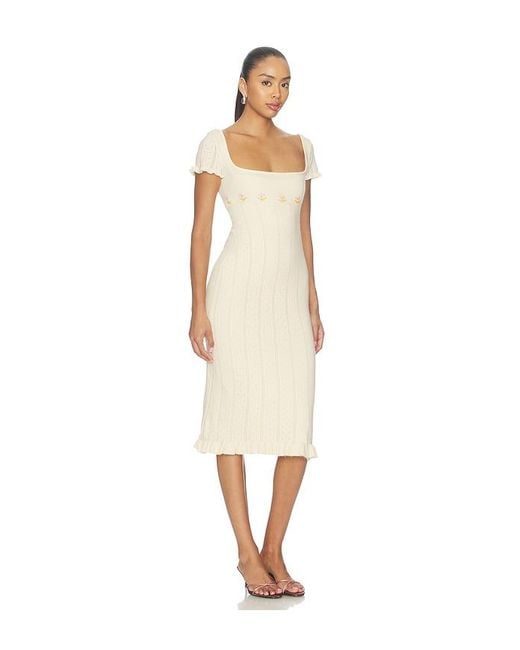 Mirror Palais White Tulip Midi Dress