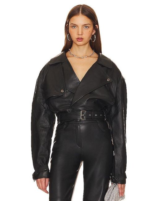Nbd Black Oversized Leather Motorcycle Jacket