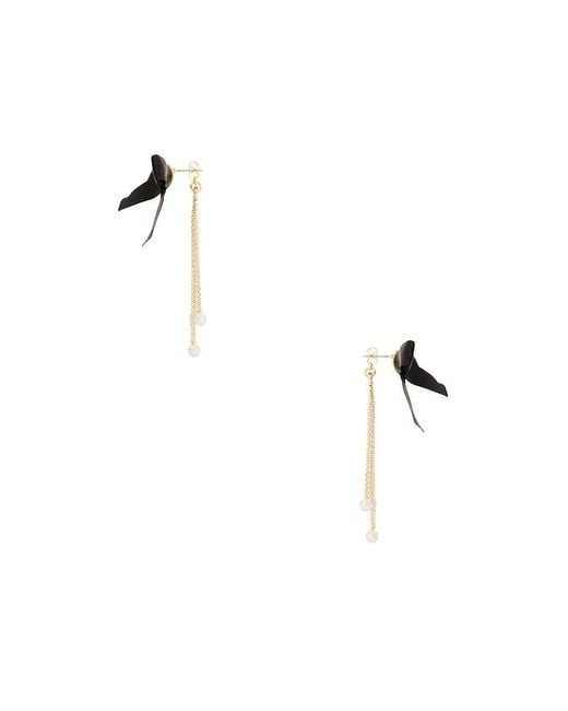 Ettika Black Velvet Bow Crystal Chain Earrings