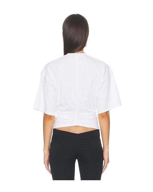 Alexander Wang White Gathered T-Shirt With Continuous Loop Zipper