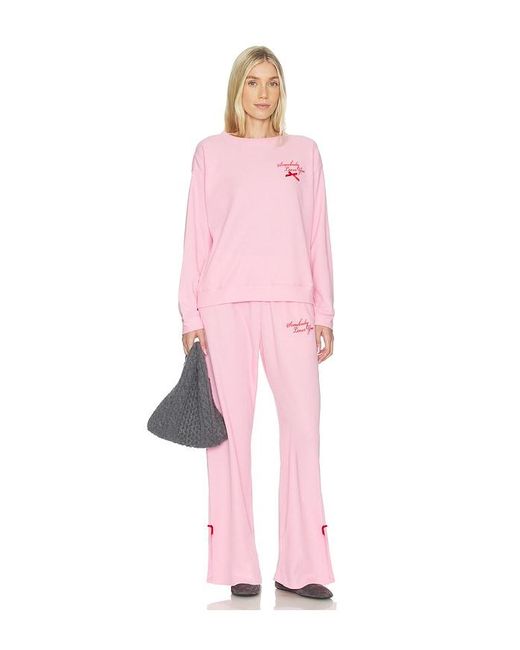 The Mayfair Group Pink Somebody Love You Wide Leg Sweatpants