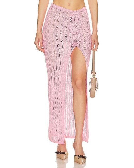 MAJORELLE Pink Stella Rosette Maxi Skirt