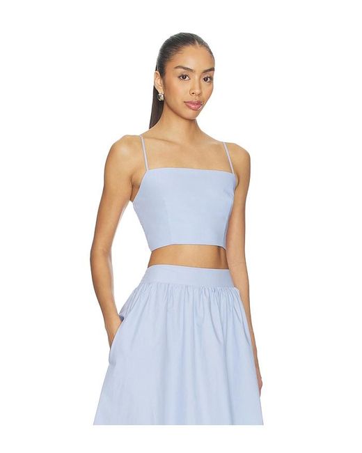 Susana Monaco Blue Poplin Smocking Back String Top