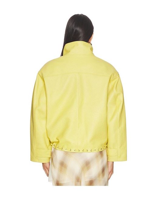 AEXAE Yellow Leather Pebble Utility Jacket