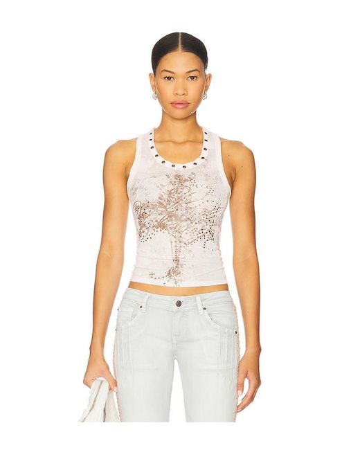 Jaded London Lace Jersey Tank White