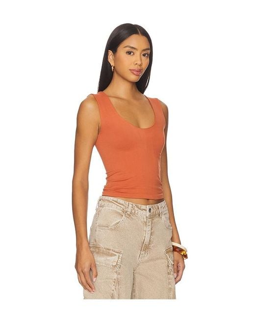 Free People Orange X Intimately Fp Clean Lines Muscle Cami