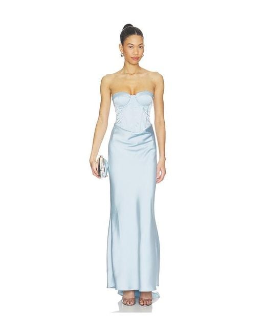 ROTATE BIRGER CHRISTENSEN White Satin Corset Maxi Dress