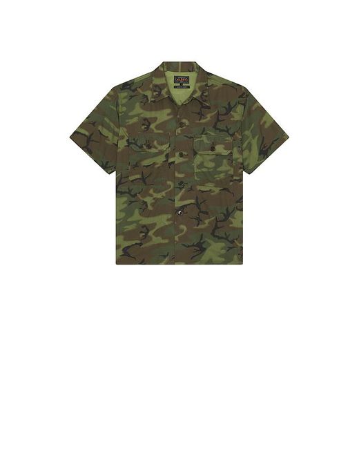 Beams Plus Green Mil-Sht Mesh Camo Jacquard Mapping Print for men
