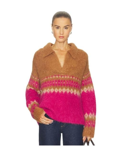 NAADAM Red Italian Luxe Brushed Fair Isle Polo