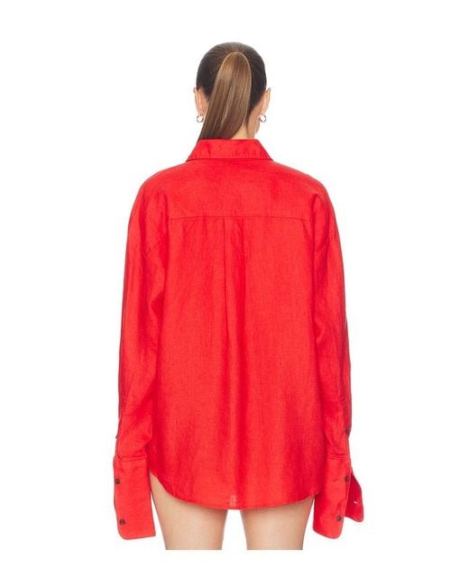 Helsa Red Washed Linen Shirt