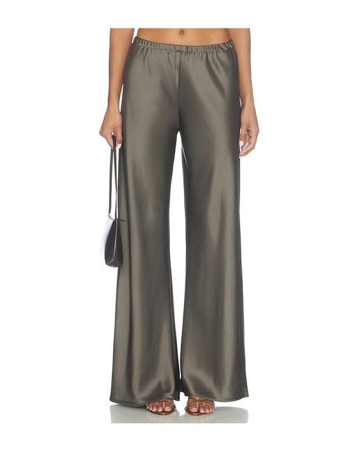 La Ligne Gray Satin Wide Leg Pant
