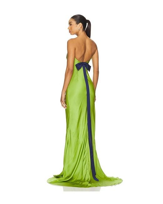 Alejandra Alonso Rojas Green Open Back Gown With Bow