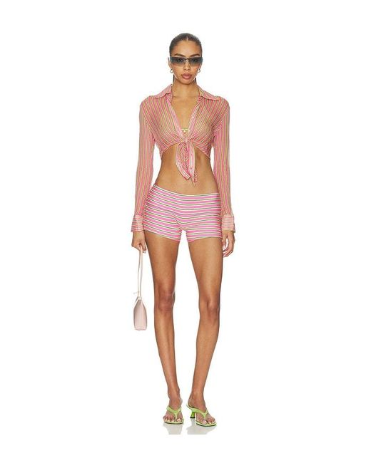 Indah Pink Riz Printed Booty Short