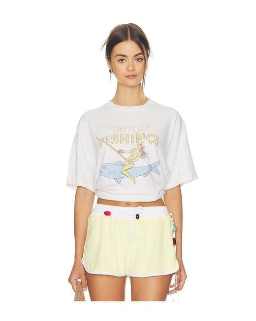 Re/done White Boyfriend Tee Fishing