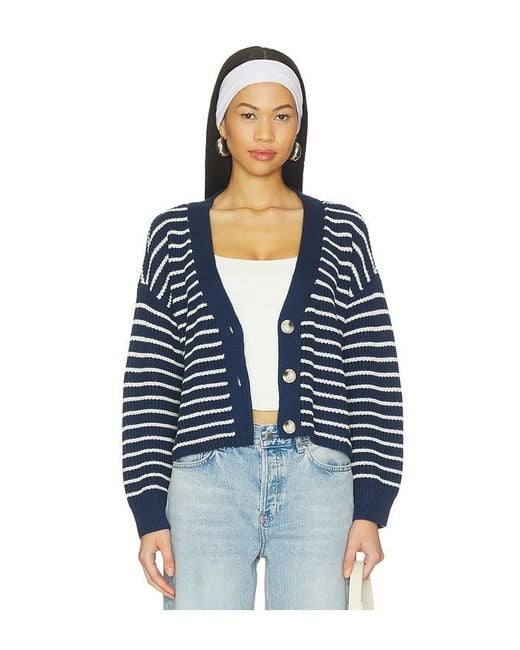 Eberjey Blue Fine Gauge Cropped Cardigan