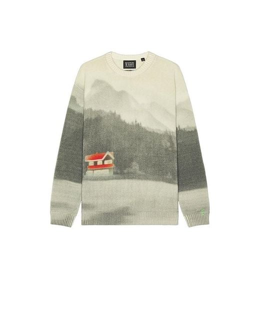 Scotch & Soda Multicolor Printed Dropped Shoulder Sweater for men