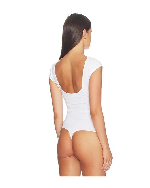 GOOD AMERICAN White The Open Back Bodysuit