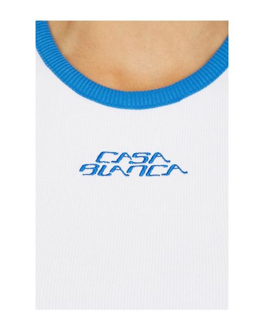 Casablanca Blue Ribbed Tank Top
