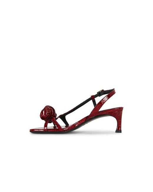 ROTATE BIRGER CHRISTENSEN Brown Mid Heel Knot Patent Croc Strappy Sandal
