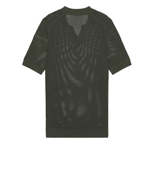 Onia Green Mesh Knit Polo for men