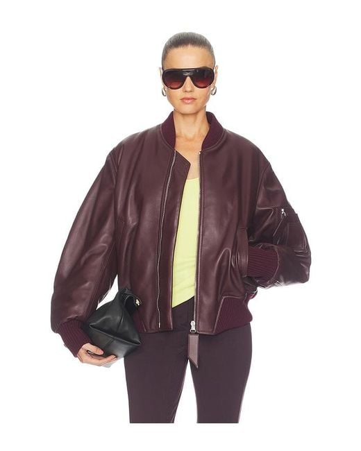 The Attico Purple Leather Bomber Jacket