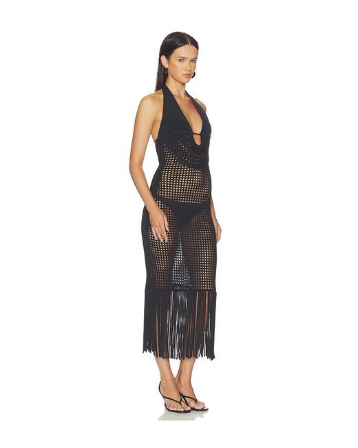 HAELO Black Double Two-Toned Fringe Dress