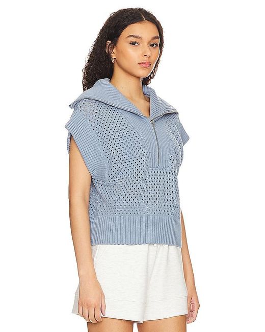 Varley Blue Mila Half Zip Sweater
