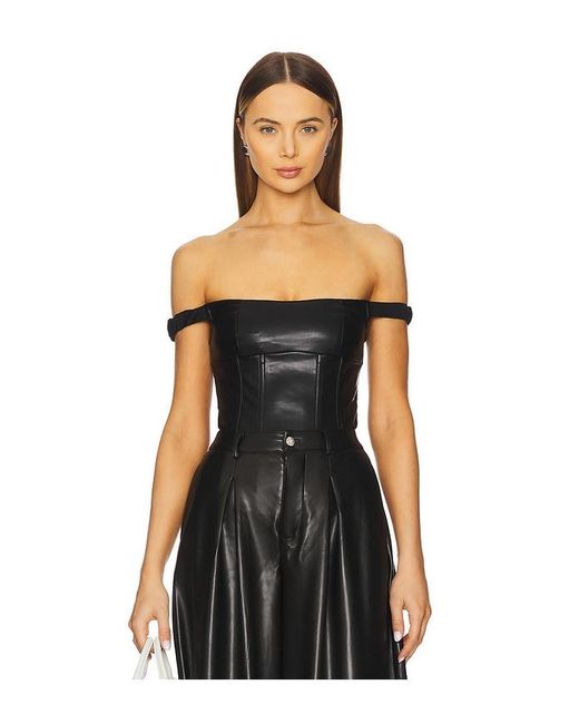 WeWoreWhat Black Off Shoulder Faux Leather Corset