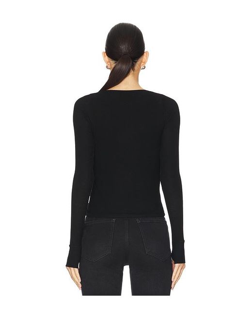 Michael Lauren Black Stanfield Long Sleeve Fitted Scoop Neck With Cutouts