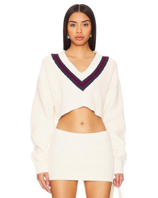 Champion White X Danielle Guizio Crop Rib Knit Pullover Sweater