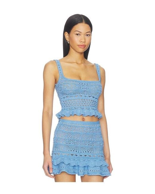 retroféte Blue Damira Crochet Top