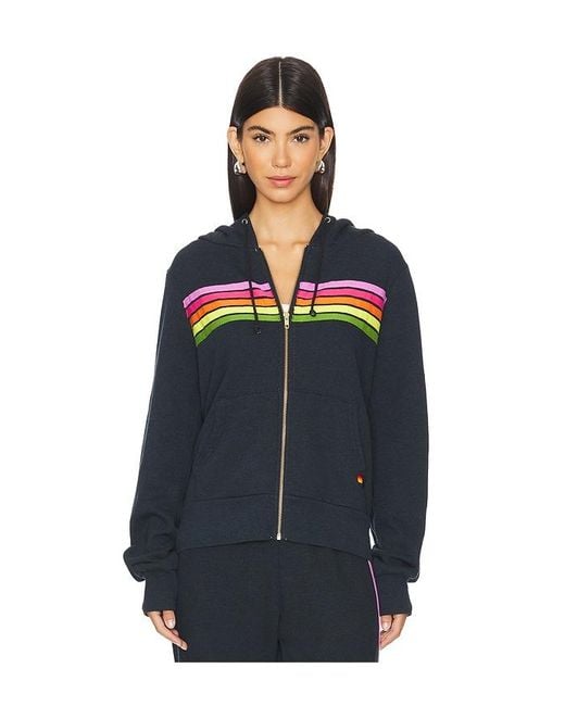 Aviator Nation Blue 5 Stripe Zip Up Hoodie