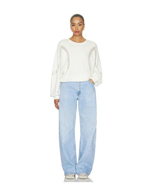 Free People White Love Lace Sweatshirt