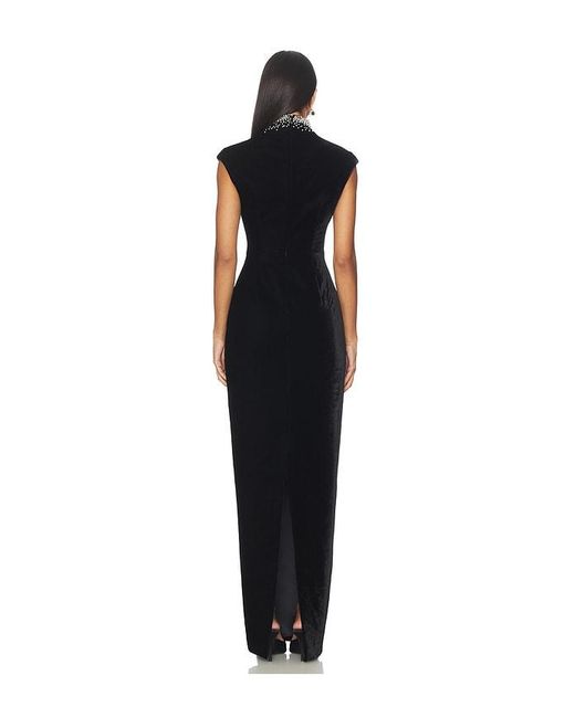 SAU LEE Black Lenora Velvet Gown