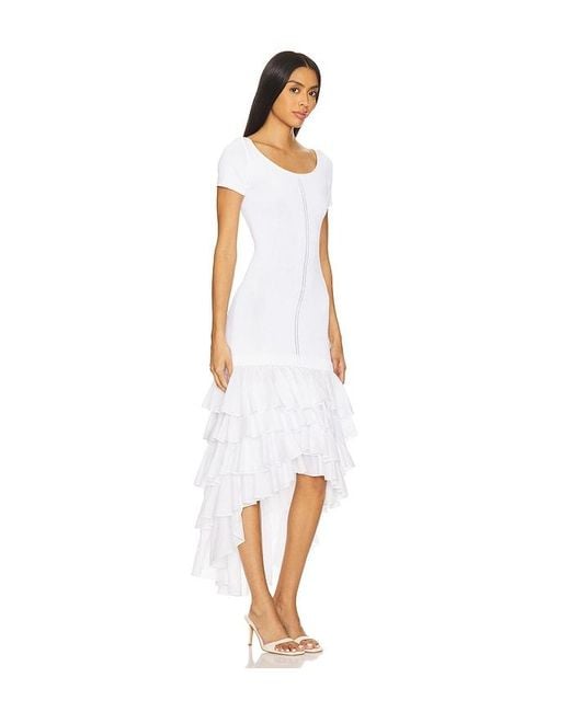 Alejandra Alonso Rojas White Knit Ruffle Dress