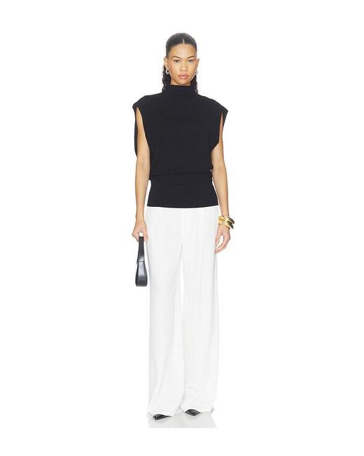 Jonathan Simkhai Black Juli Draped Cape Top