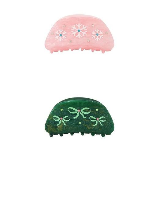 Frasier Sterling Green Winter Wonderland Crystal Claw Clip Set Of 2