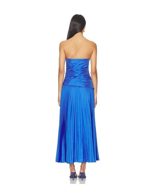 Jonathan Simkhai Blue Arie Strapless Bustier Midi Dress