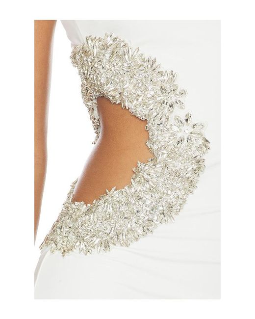 Bronx and Banco White Camila Halterneck Double Cutout Mini Dress