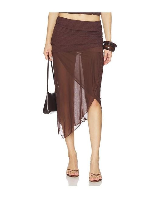 Tiger Mist Brown Zinnia Midi Skirt