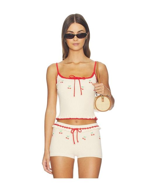 Lovers + Friends Multicolor Felina Cherry Embroidered Tank