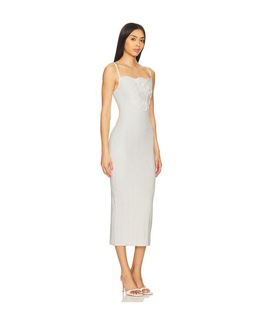LPA White Amara Midi Knit Dress