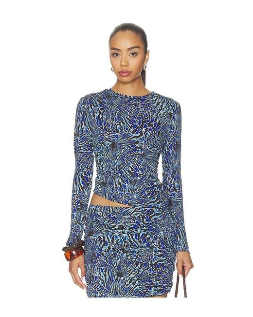 Ulla Johnson Blue Nova Ruched Jersey Top