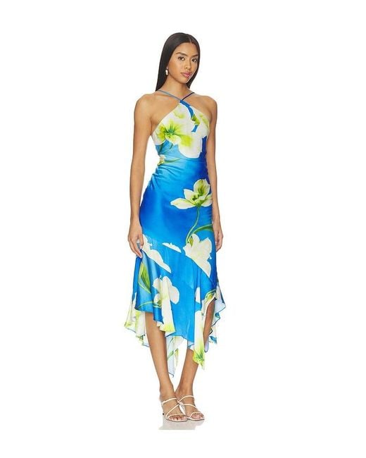 Amanda Uprichard Blue Gabriella Midi Dress
