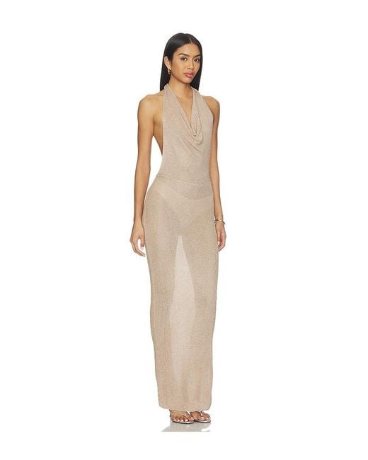 superdown Natural Brylee Knit Drape Maxi Dress
