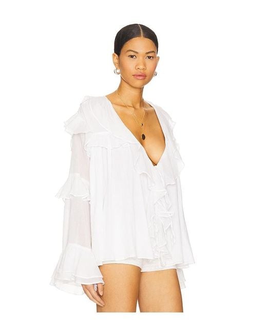 Show Me Your Mumu White Joss Ruffle Top