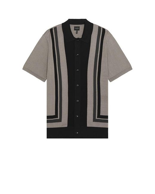 Good Man Brand Black Essex Short Sleeve Stripe Knit Shirt for men